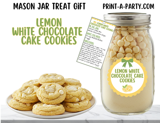 Lemon White Chocolate Cake Cookies in a Printable Mason Jar Gift - Labels & Tag, Recipe Instructions
