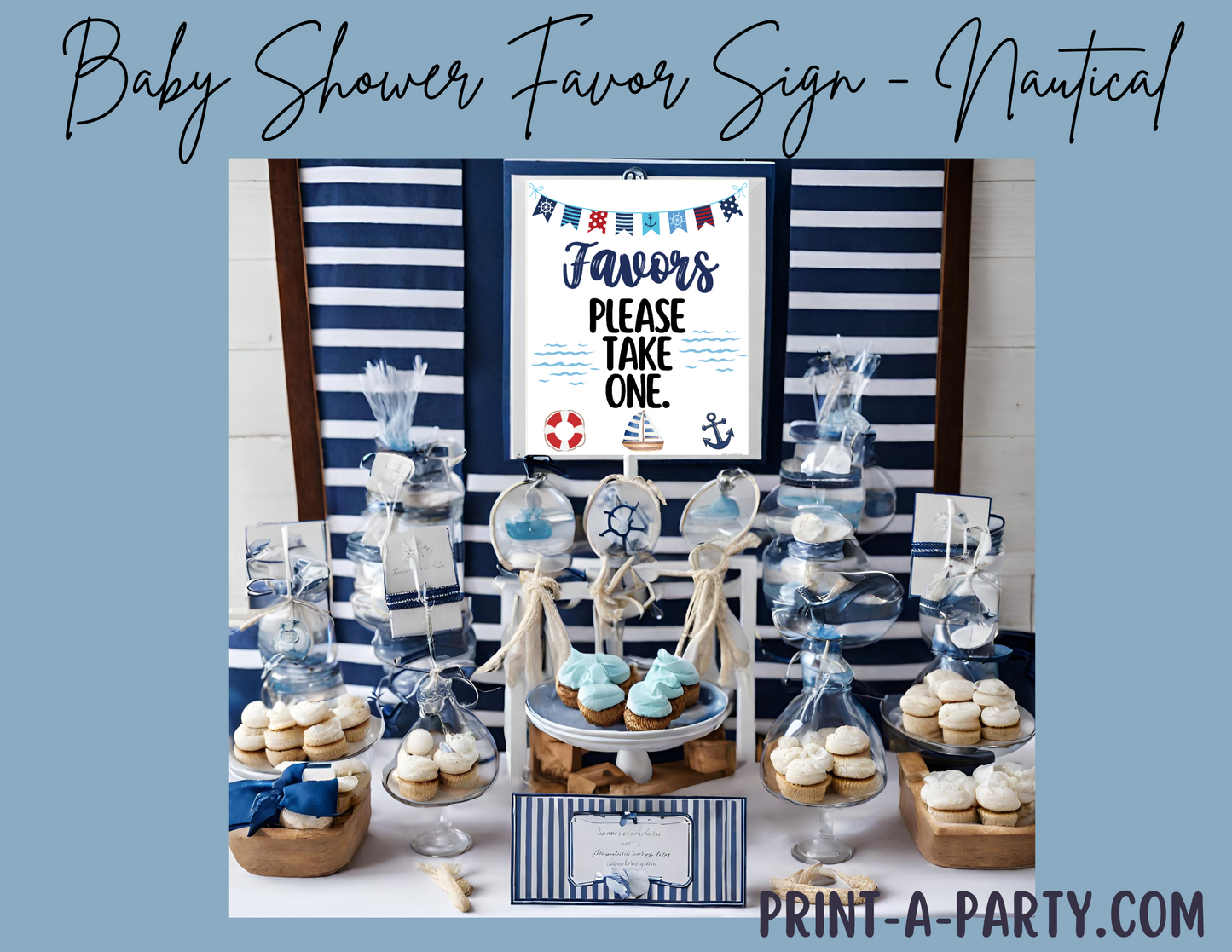 FAVORS SIGN - NAUTICAL THEME | Nautical Shower Favors | Nautical Baby Shower Favors | Favors Please take one