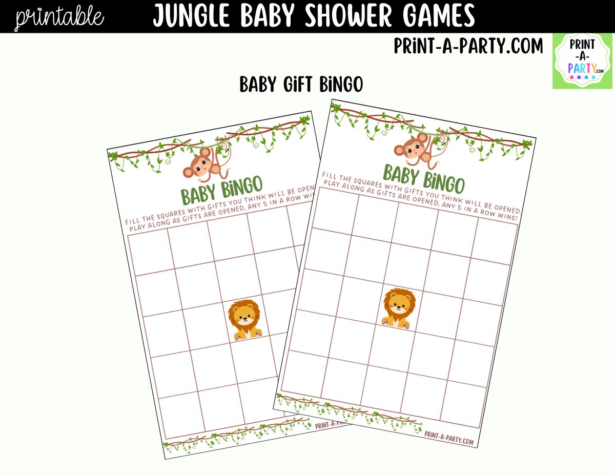 Jungle Baby Shower Games Printable | Safari Baby Shower Game Bundle