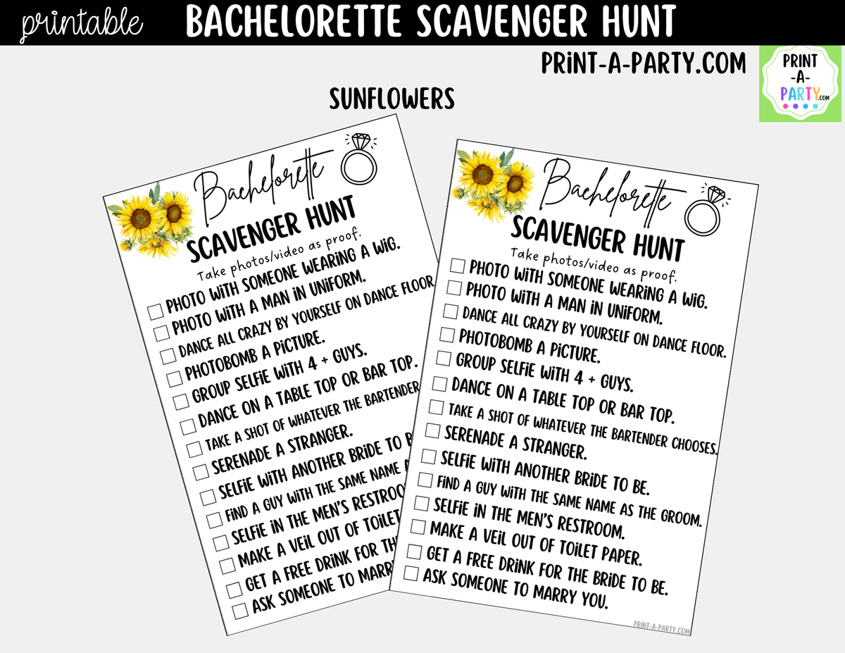 Bachelorette Scavenger Hunt Game Printable - Floral Design