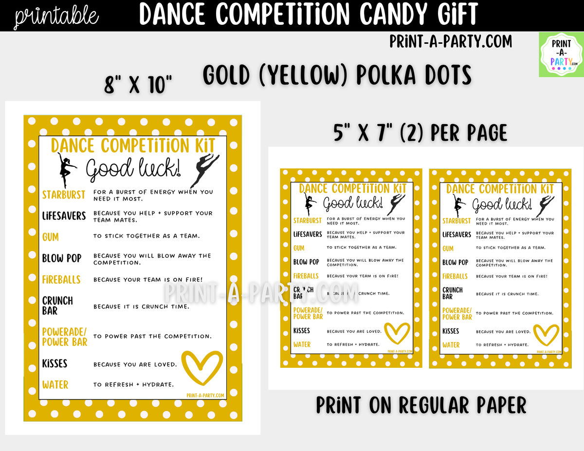 Dance Candy Gram Printable – Competition & Recital Gift