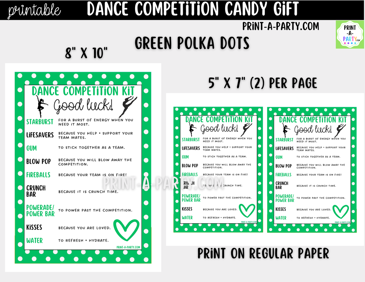 Dance Candy Gram Printable – Competition & Recital Gift