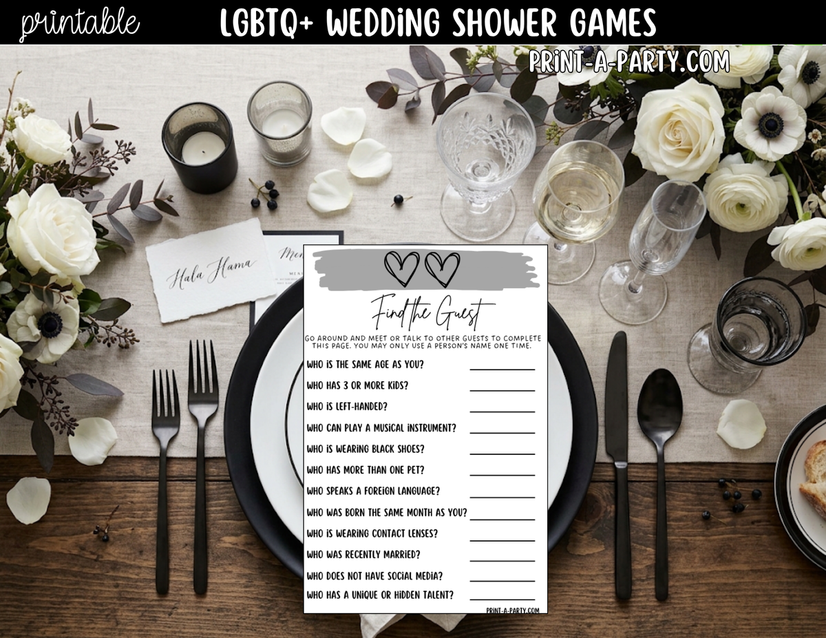 LGBTQ+ Wedding Shower Games Printable | Two Hearts