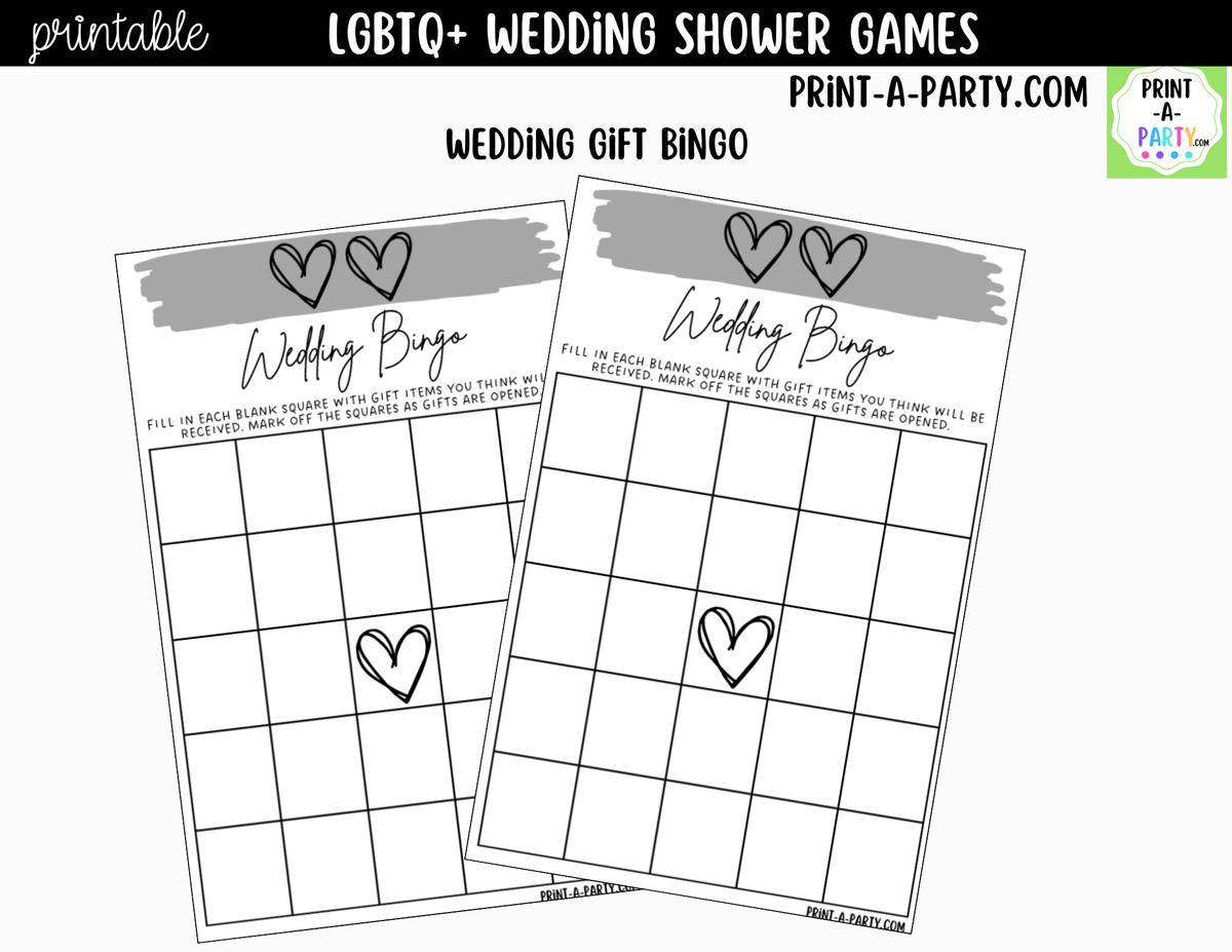 LGBTQ+ Wedding Shower Games Printable | Two Hearts