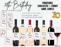 WINE LABELS: 30th Birthday (6) Birthday Wine | 30th Birthday Gift Idea | 30th Birthday Wine