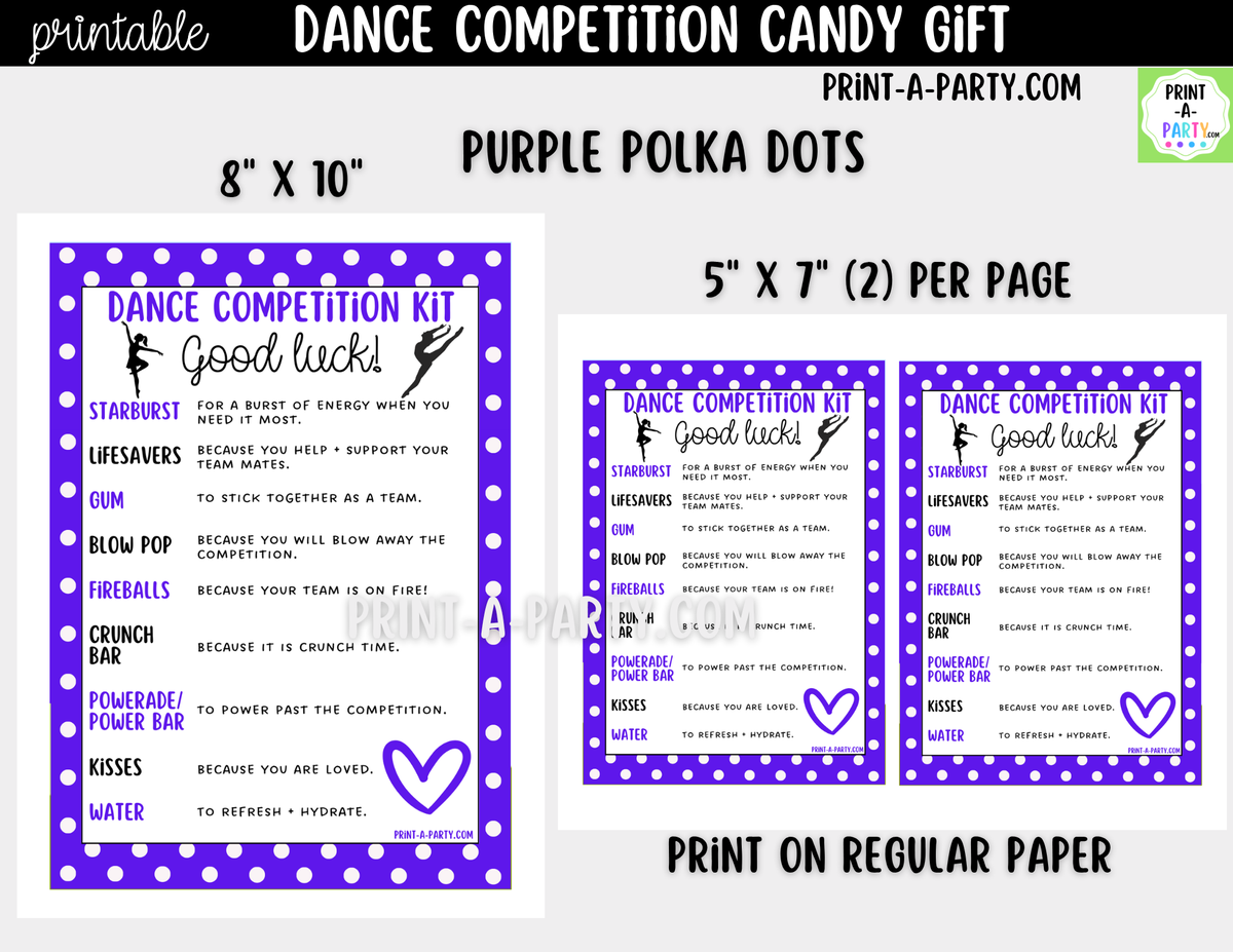 Dance Candy Gram Printable – Competition & Recital Gift