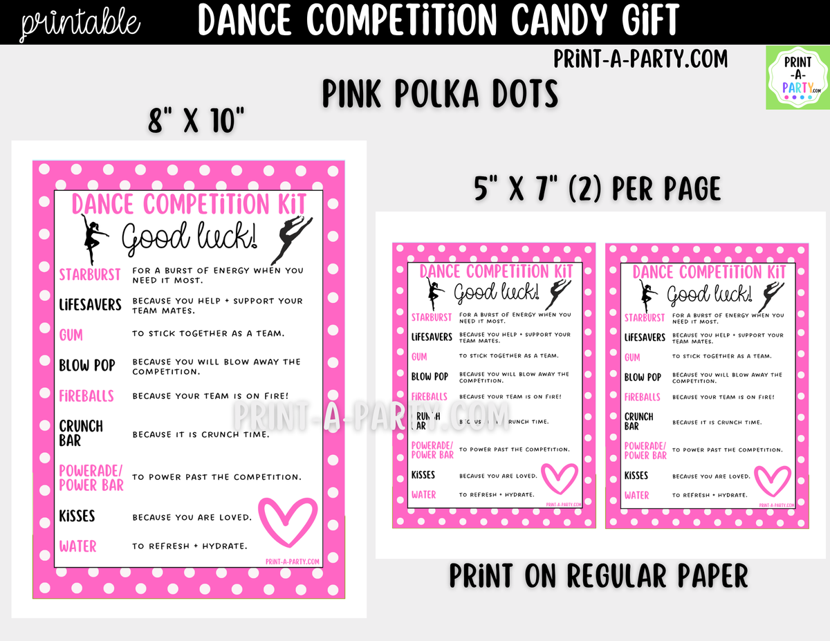 Dance Candy Gram Printable – Competition & Recital Gift