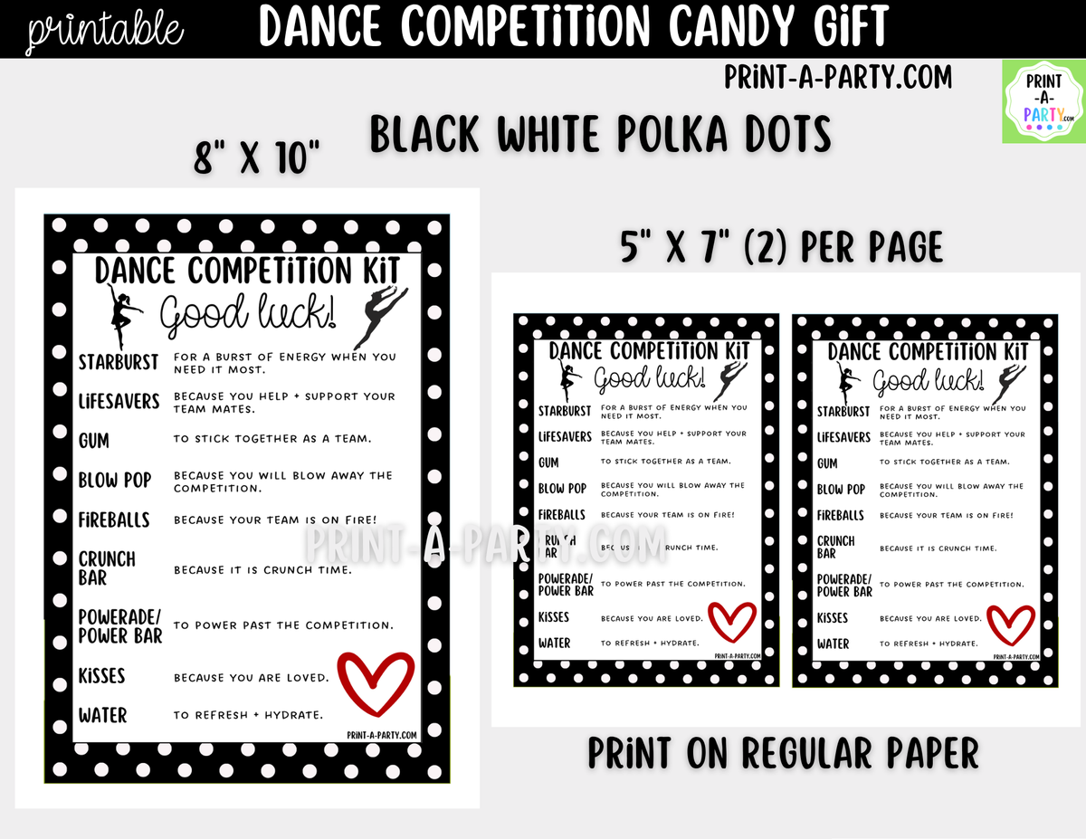 Dance Candy Gram Printable – Competition & Recital Gift
