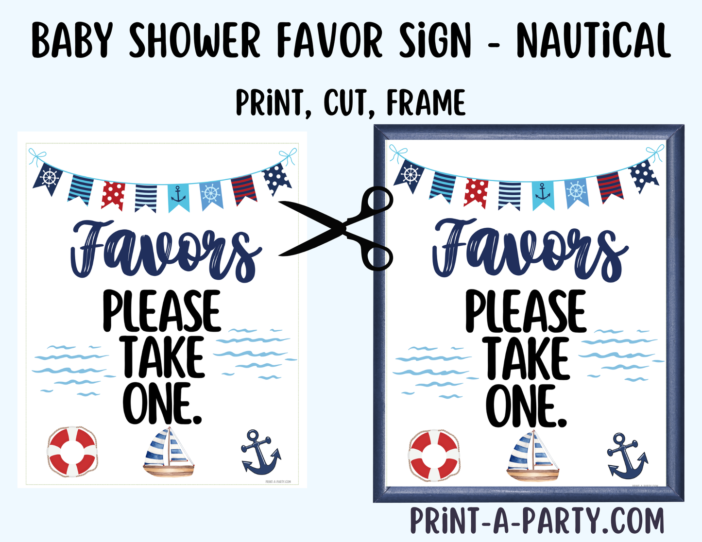 Nautical Sailor Ocean Favors Sign (8x10) – Printable Instant Download
