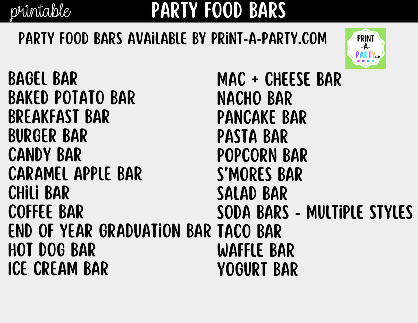 Holiday Pancake Bar Printable Kit | Sign and Topping Tent Cards | White