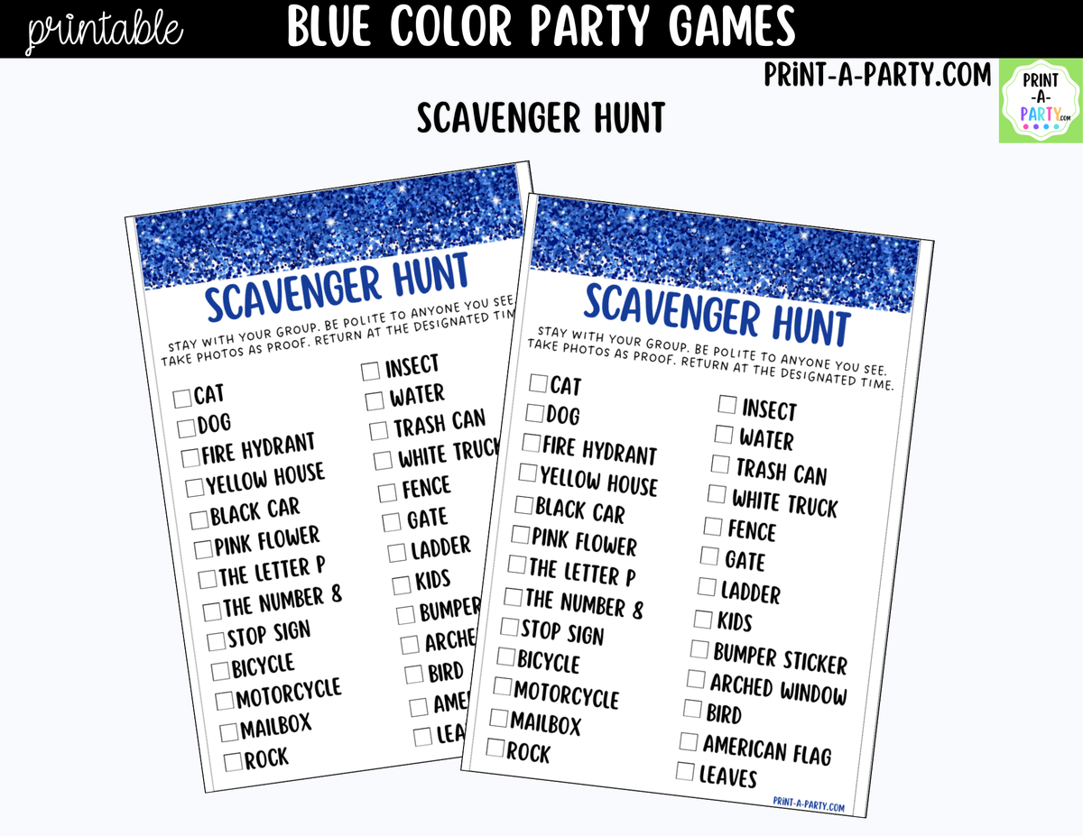 Blue Party Games Printable