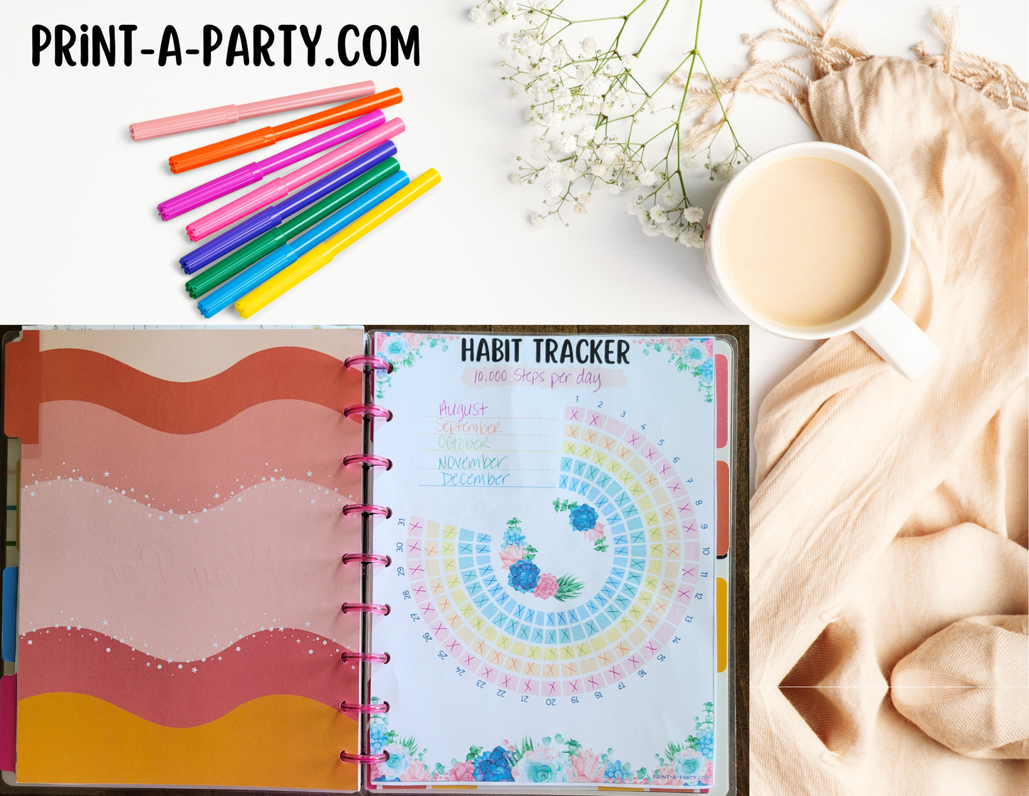 Habit Tracker Planner Page | Habit Tracking Printable Planner | Pastel Succulents | Planner Printable