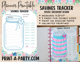 Savings Tracker Planner Page | Financial Tracker Printable Planner | Pastel Succulents | Planner Printable