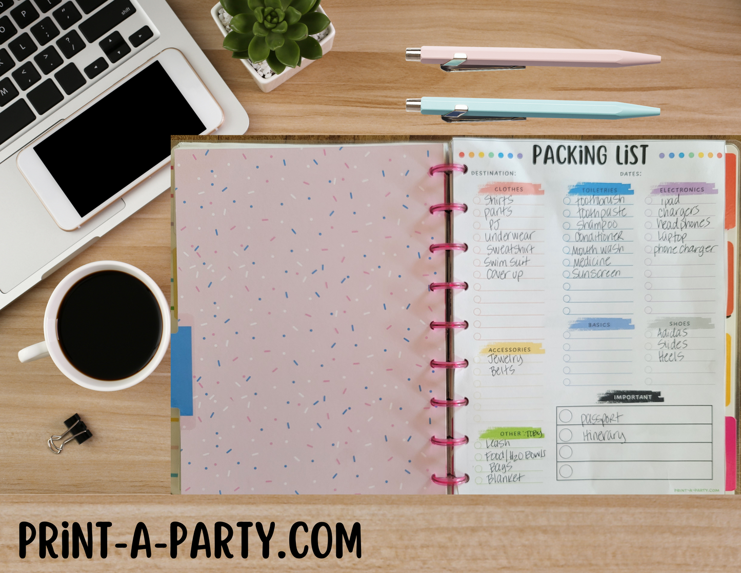 Packing List Planner Page | Vacation Packing List Printable Planner | Planner Printable