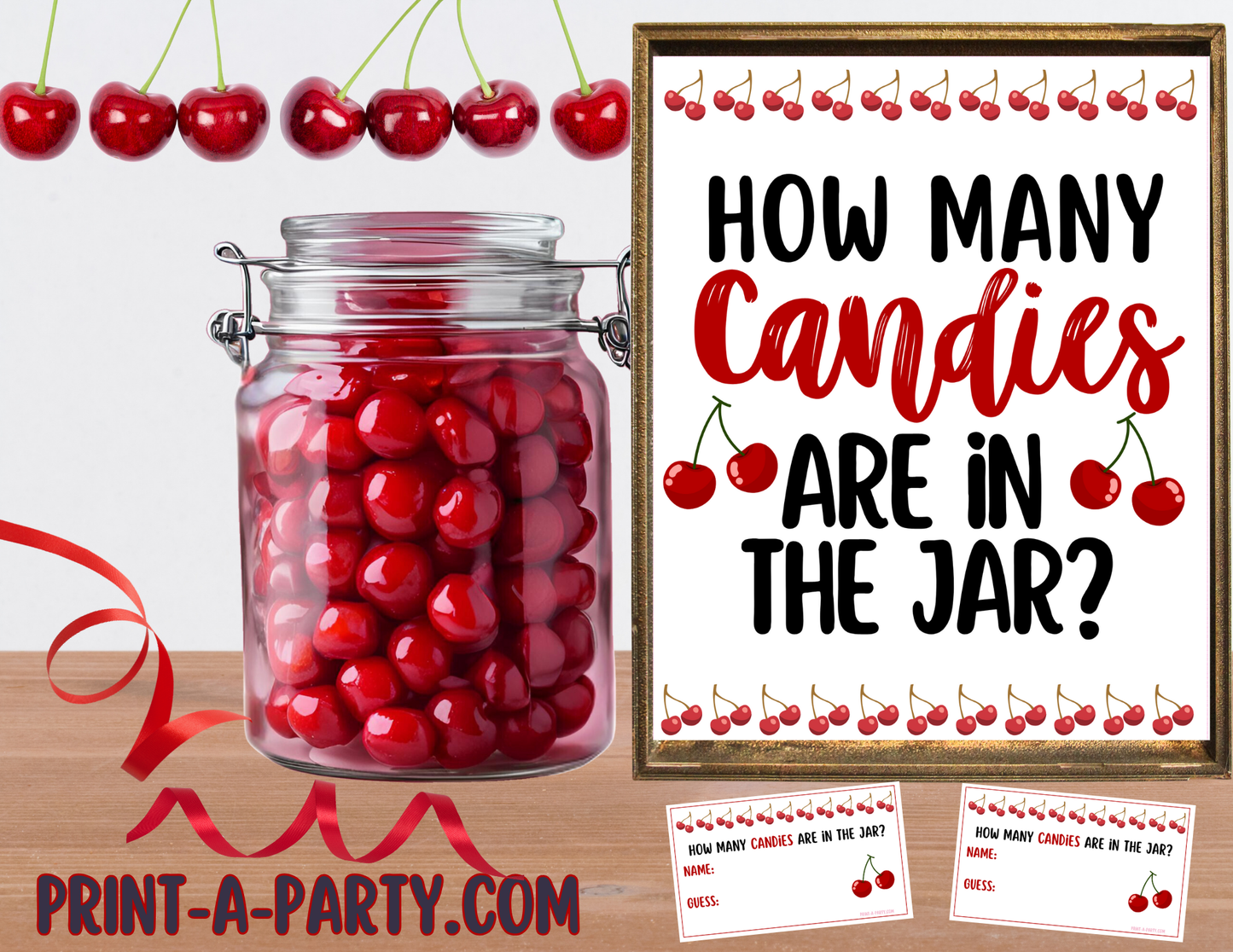 CANDY JAR GUESSING GAME - Cherry Design | How many candies in jar | Birthday Party | Party DIY | Cherry Vibes | Cherry Party