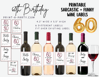 WINE LABELS: 60th Birthday (6) Birthday Wine | 60th Birthday Gift Idea | 60th Birthday Wine