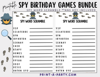 GAME BUNDLE: Birthday Party Game Bundle | Spy Detective Theme | Spy Party | Detective Party | INSTANT DOWNLOAD |