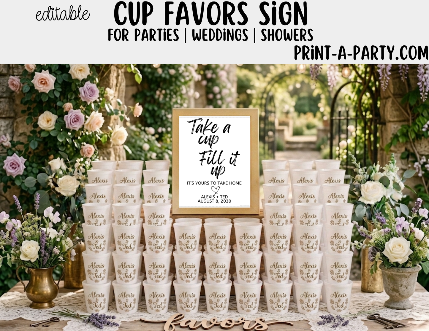 Editable Cup Favors Sign (8x10) – Canva Printable Template