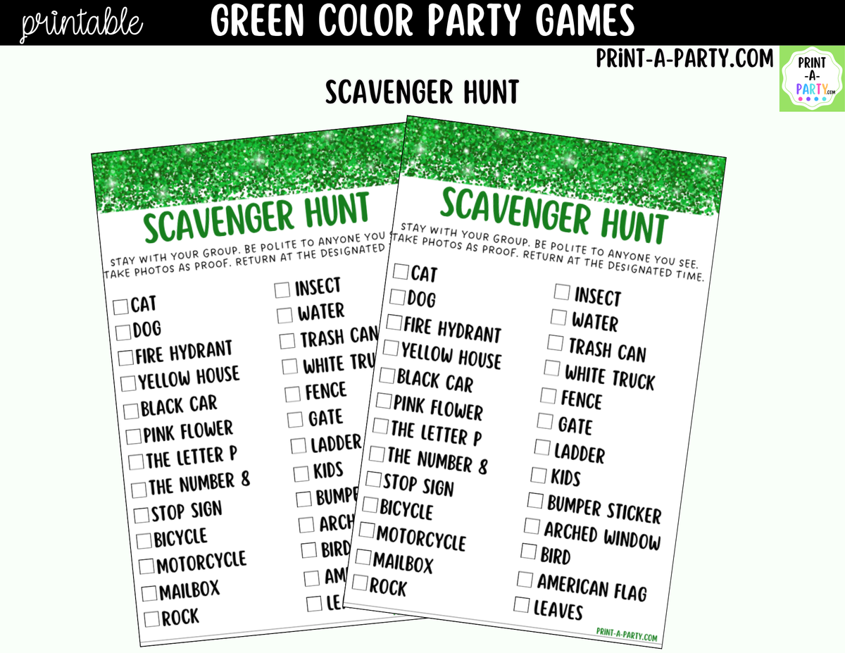 Green Party Games Printable