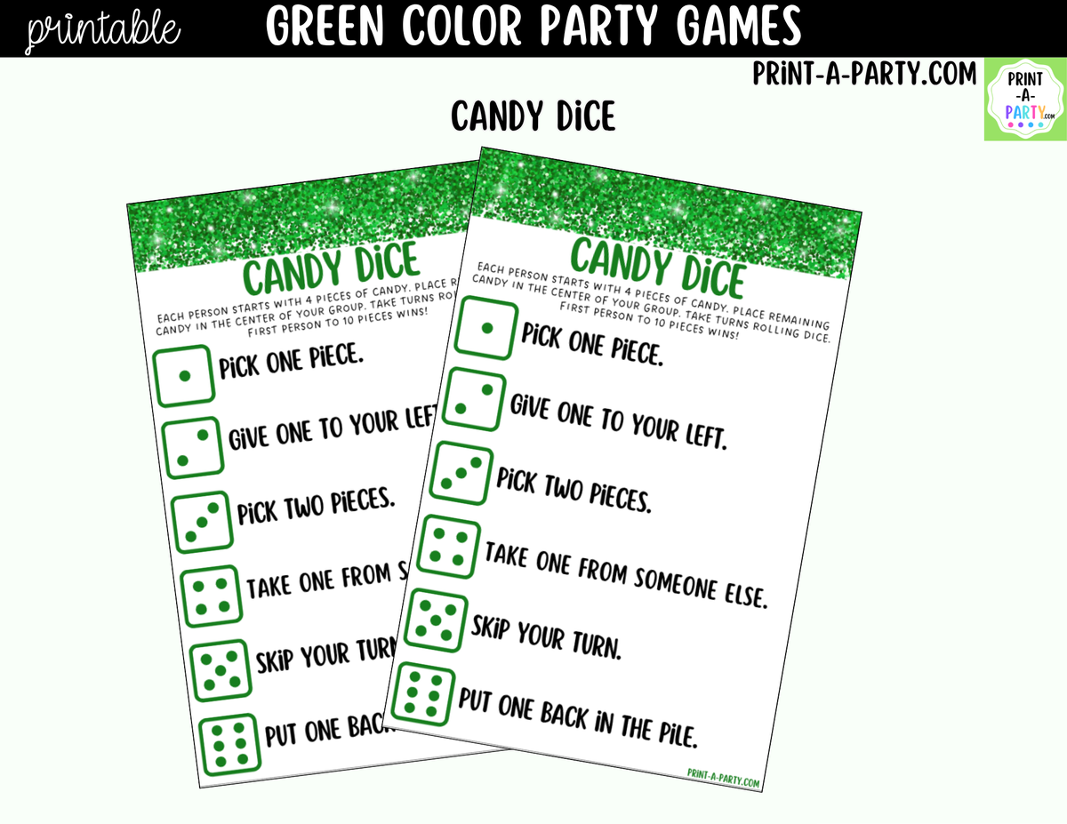 Green Party Games Printable