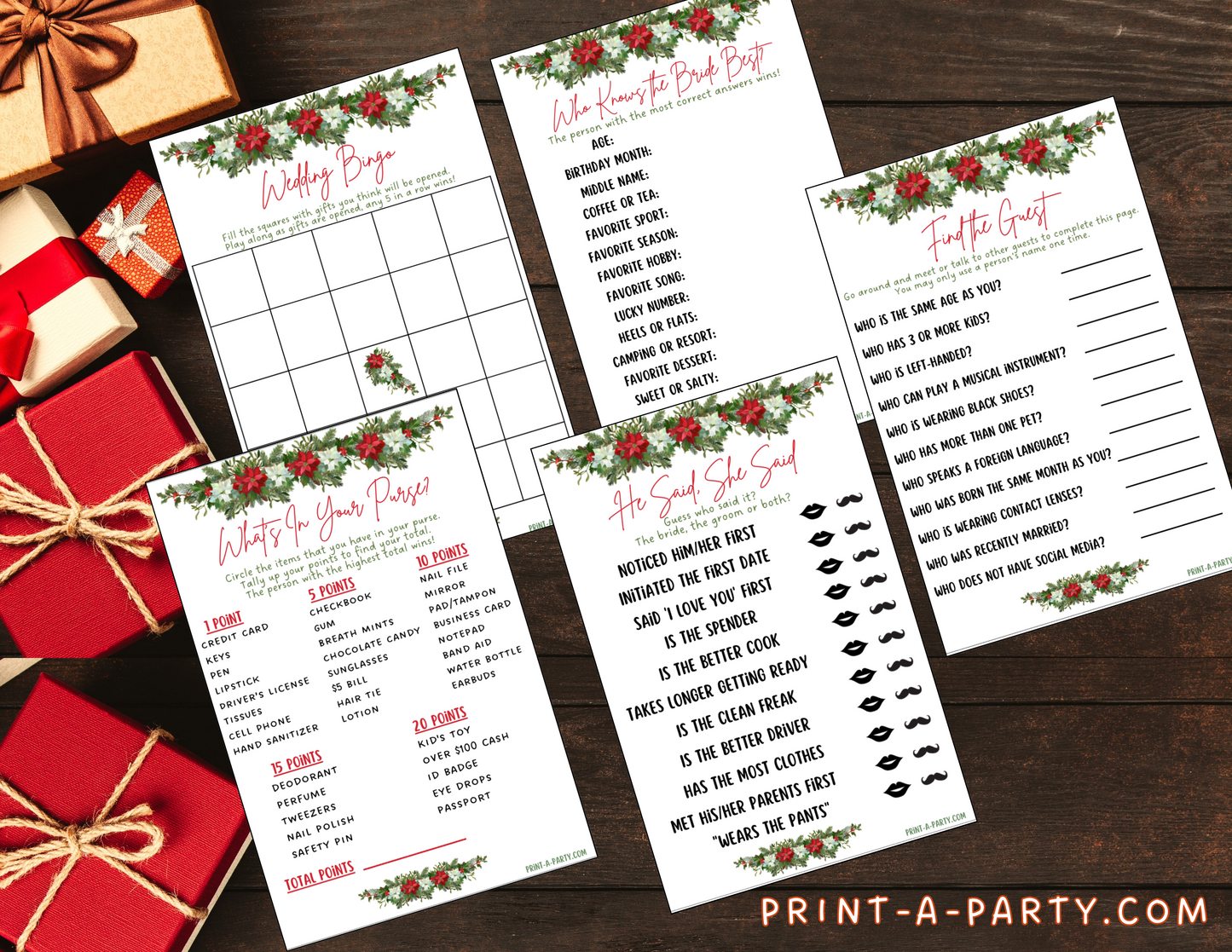 GAME BUNDLE: Bridal Christmas Shower Game Bundle | Christmas Bridal Theme | Christmas Wedding Shower | INSTANT DOWNLOAD