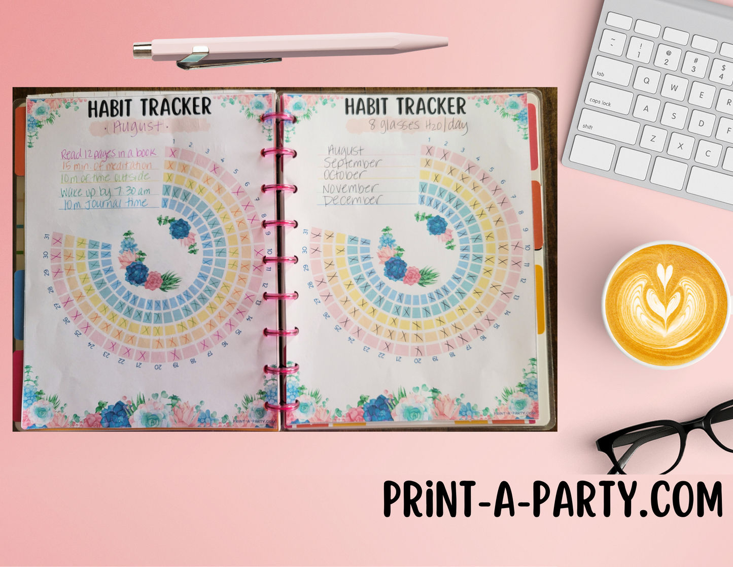 Habit Tracker Planner Page | Habit Tracking Printable Planner | Pastel Succulents | Planner Printable