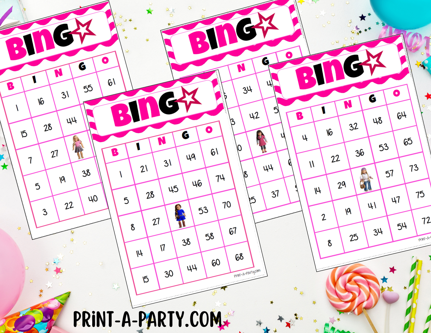 BINGO: American Girl Doll Bingo |  American Girl Doll Parties | Birthday | 30, 40, or 50 cards - INSTANT DOWNLOAD