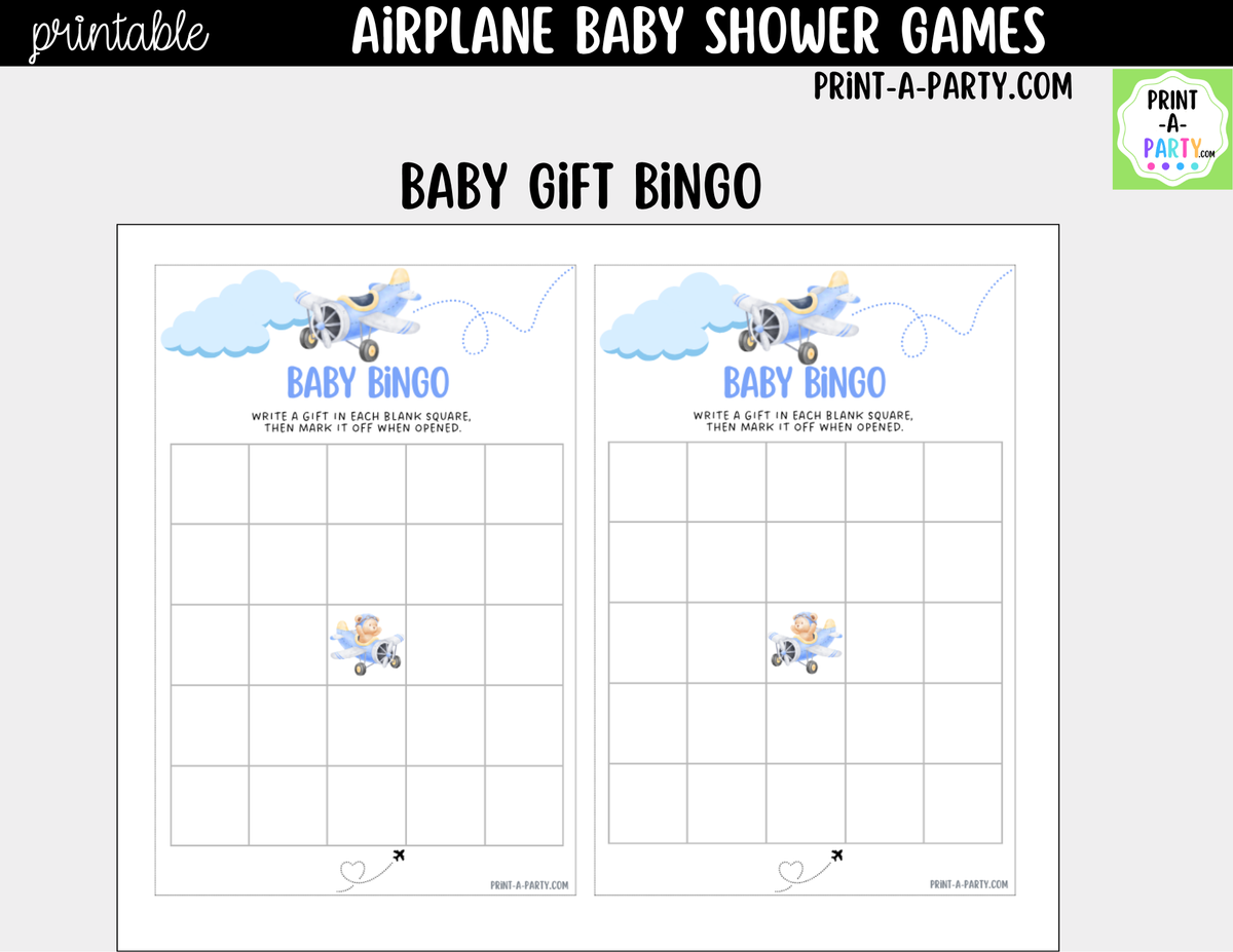 Airplane Baby Shower Games Bundle - 5 Printable Aviation Theme Party Games, Instant Download