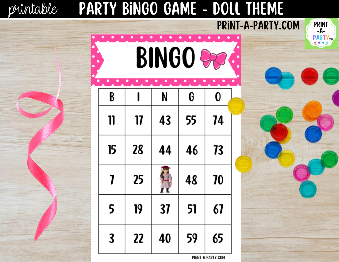 Printable American Girl Doll Bingo Game | Party Game for Kids | Instant Download