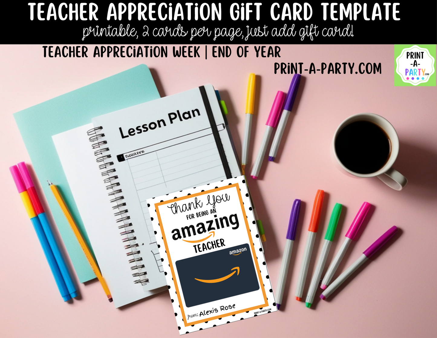 Gift Card Templates for Teacher Appreciation Gift Cards for Teacher and Staff Gifts - Amazon Starbucks Target Apple
