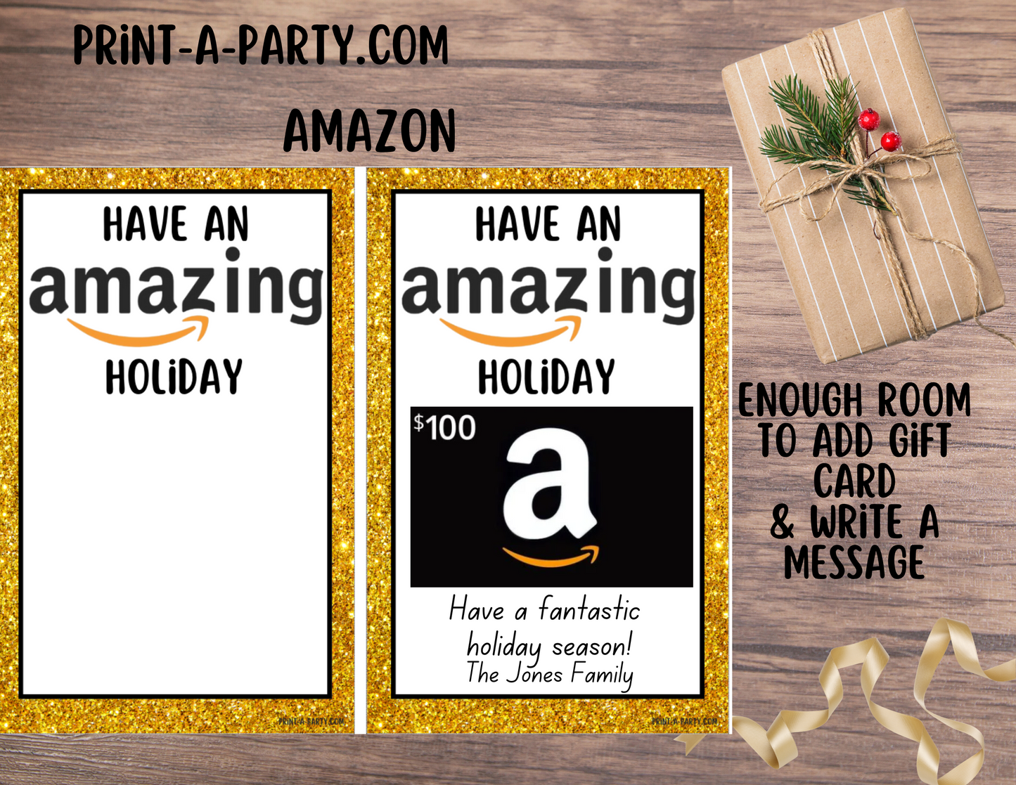 GIFT CARD Amazon Christmas Holiday Templates | Amazon Christmas Gift Card | Amazon Holiday Gift Card Printables - INSTANT DOWNLOAD