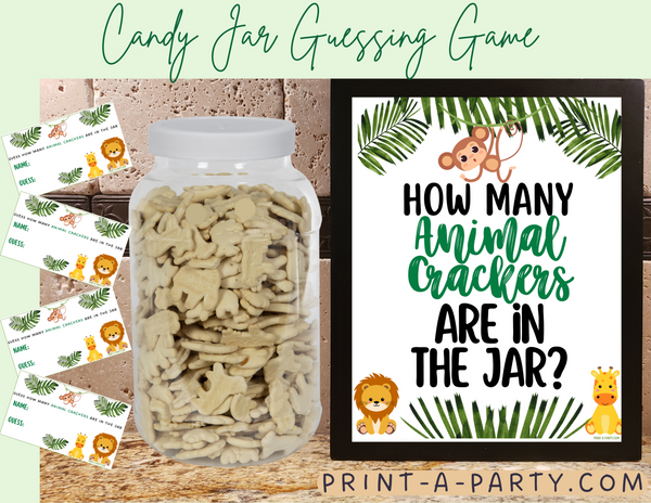 ANIMAL CRACKER GUESSING GAME for BABY SHOWER JUNGLE THEME How