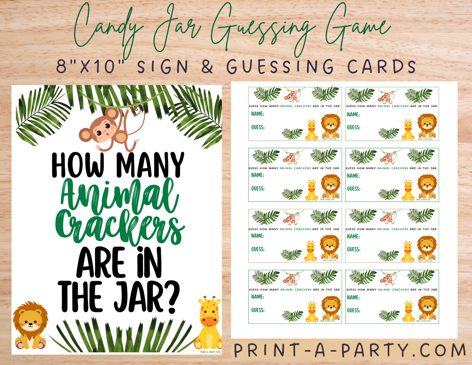 animal-cracker-guessing-game-for-baby-shower-jungle-theme-how-many-animal-crackers-in-jar-baby-shower-fun-party-diy-printable-printaparty for Free Printable Guess How Many Cards ANIMAL CRACKER GUESSING GAME for BABY SHOWER JUNGLE THEME | How many animal crackers in jar | Baby Shower Fun | Party DIY | Printable – PrintAParty for Free Printable Guess How Many Cards
