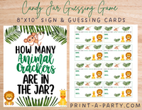 CANDY JAR GUESSING GAME for BABY SHOWER JUNGLE THEME | How many animal crackers in jar | Baby Shower Fun | Party DIY | Printable