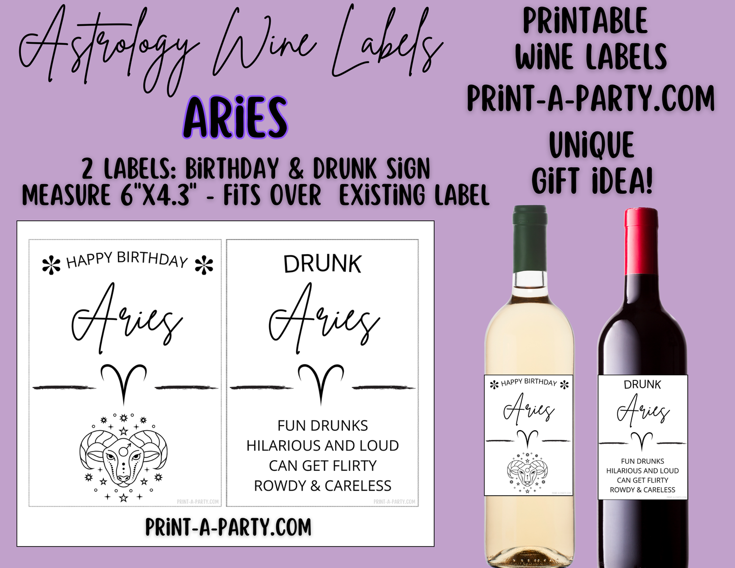 WINE LABELS: Astrology Zodiac Wine | Drunk Astrology Zodiac Signs | Astrology Wine | Zodiac Wine | Aries Taurus Gemini Cancer Leo Virgo Libra Scorpio Sagittarius Capricorn Aquarius Pisces | INSTANT DOWNLOAD