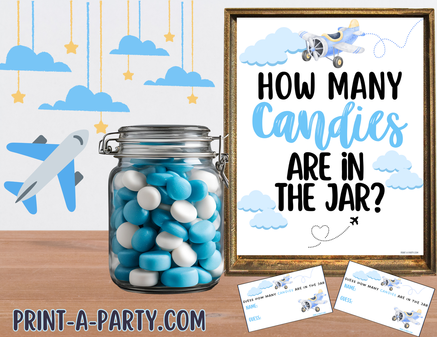 CANDY JAR GUESSING GAME for BABY SHOWER AVIATION AIRPLANE THEME | How many candies in jar | Aviation Baby Shower Fun | Airplane Aviation Baby Shower Idea