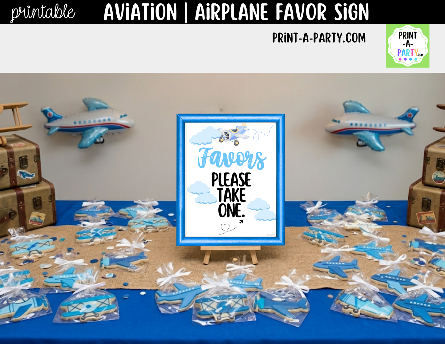 Aviation Airplane Favors Travel Theme Sign (8x10) – Printable Instant Download