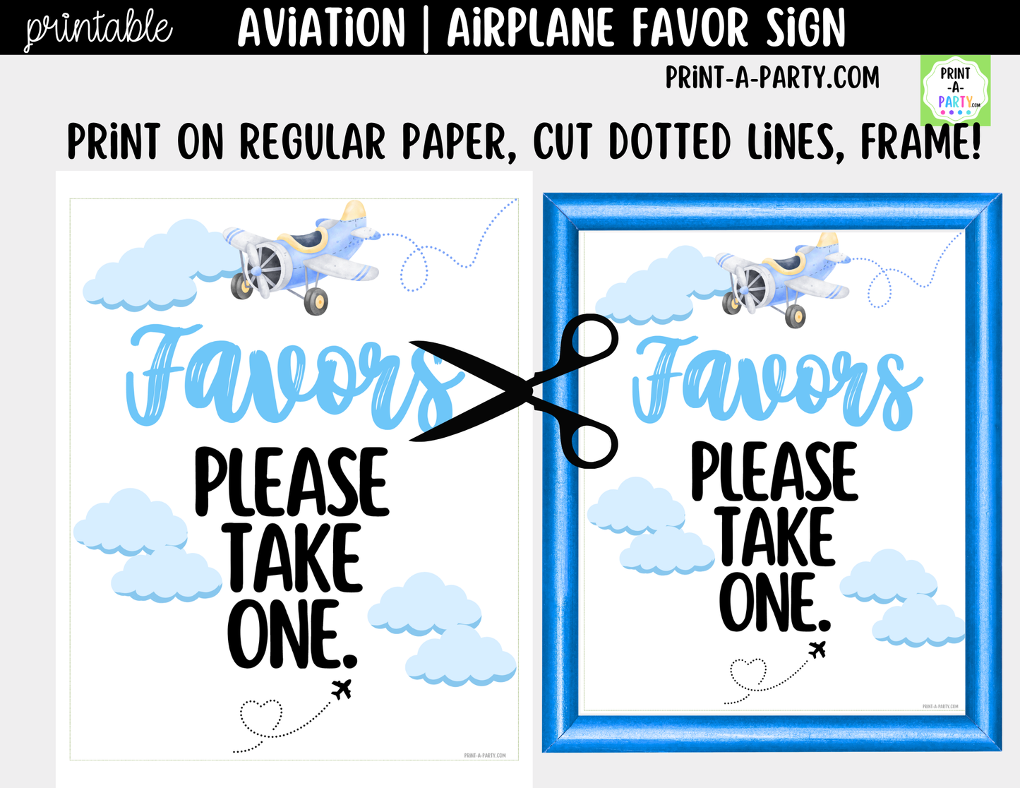 Aviation Airplane Favors Travel Theme Sign (8x10) – Printable Instant Download