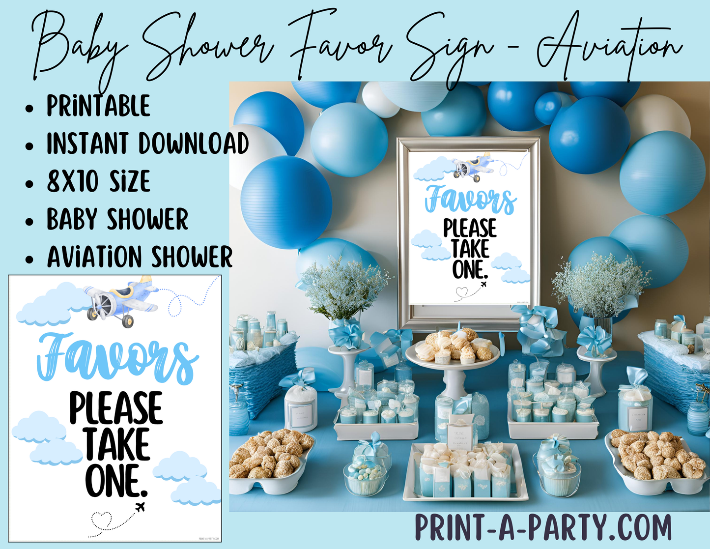 FAVORS SIGN - AVIATION AIRPLANE THEME | Aviation Baby Shower Favors | Airplane Shower Favors Sign | Favors Please take one Sign