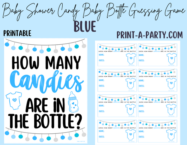 CANDY BABY BOTTLE GUESSING GAME for BABY SHOWER | How many candies in baby bottle | Baby Shower Fun | Party DIY | Printable