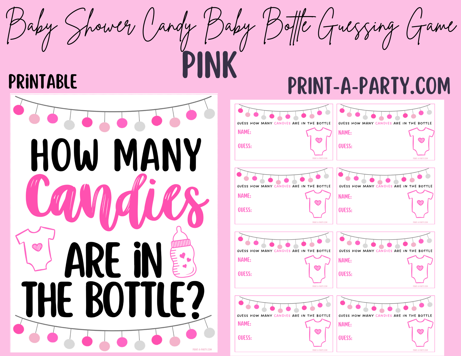 Printable Baby Bottle Guessing Game CANDY BABY BOTTLE GUESSING