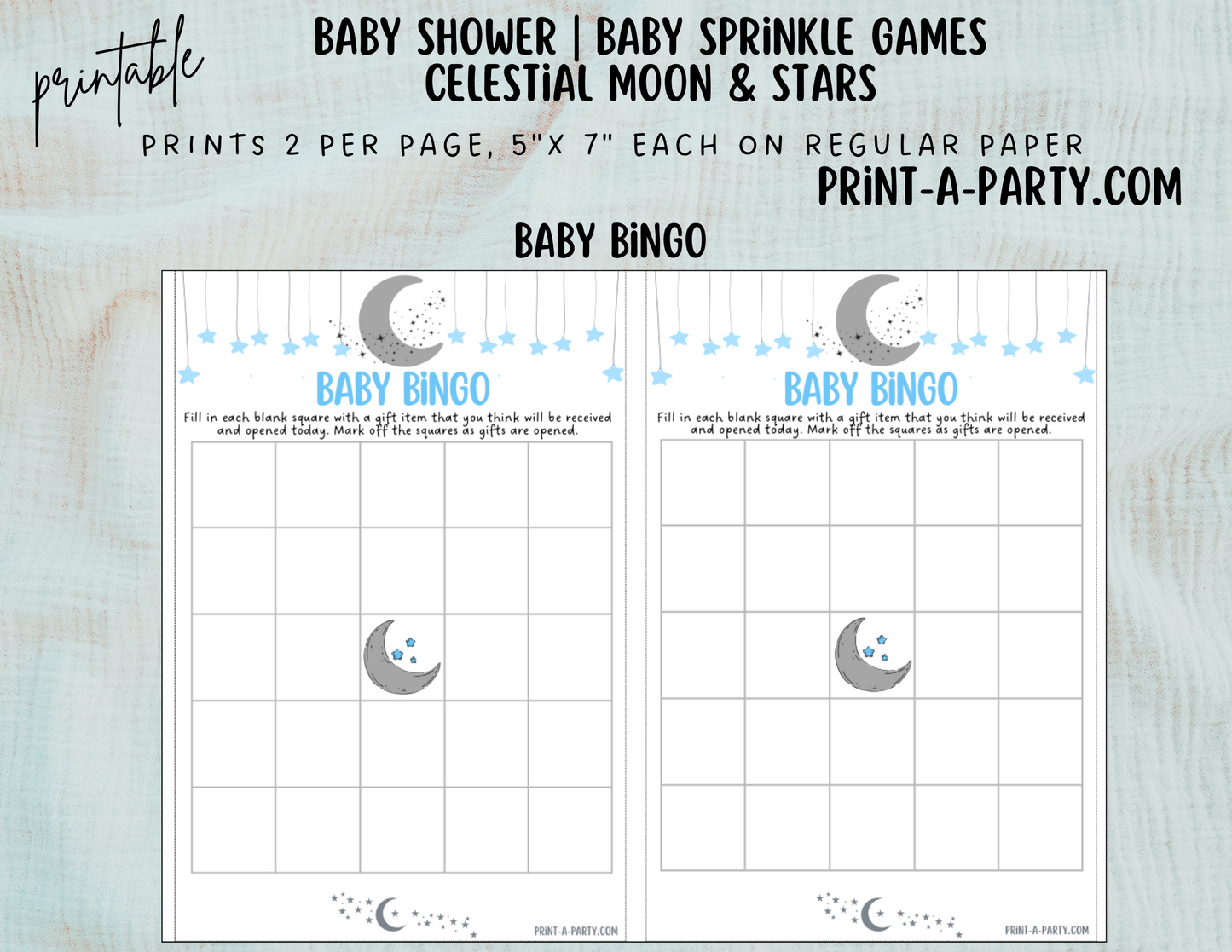 GAME BUNDLE for Baby Shower | Celestial Moon and Stars Boy Baby Shower Theme | Celestial Moon and Stars Boy Baby Shower Games | Celestial Moon and Stars Shower Activities | INSTANT DOWNLOAD