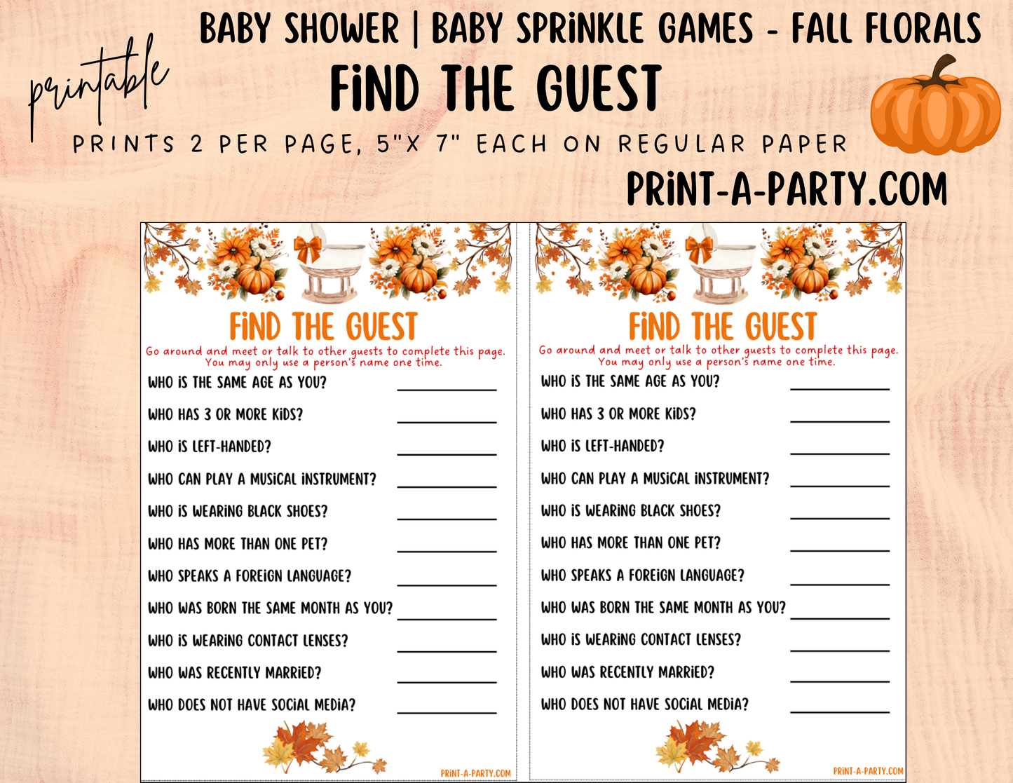 GAMES for Baby Shower | Fall Baby Shower Theme | Fall Florals Baby Shower | Fall Baby Shower Idea