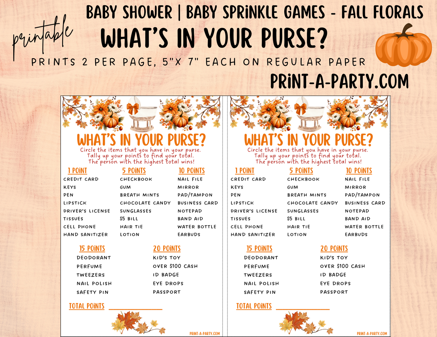 GAMES for Baby Shower | Fall Baby Shower Theme | Fall Florals Baby Shower | Fall Baby Shower Idea