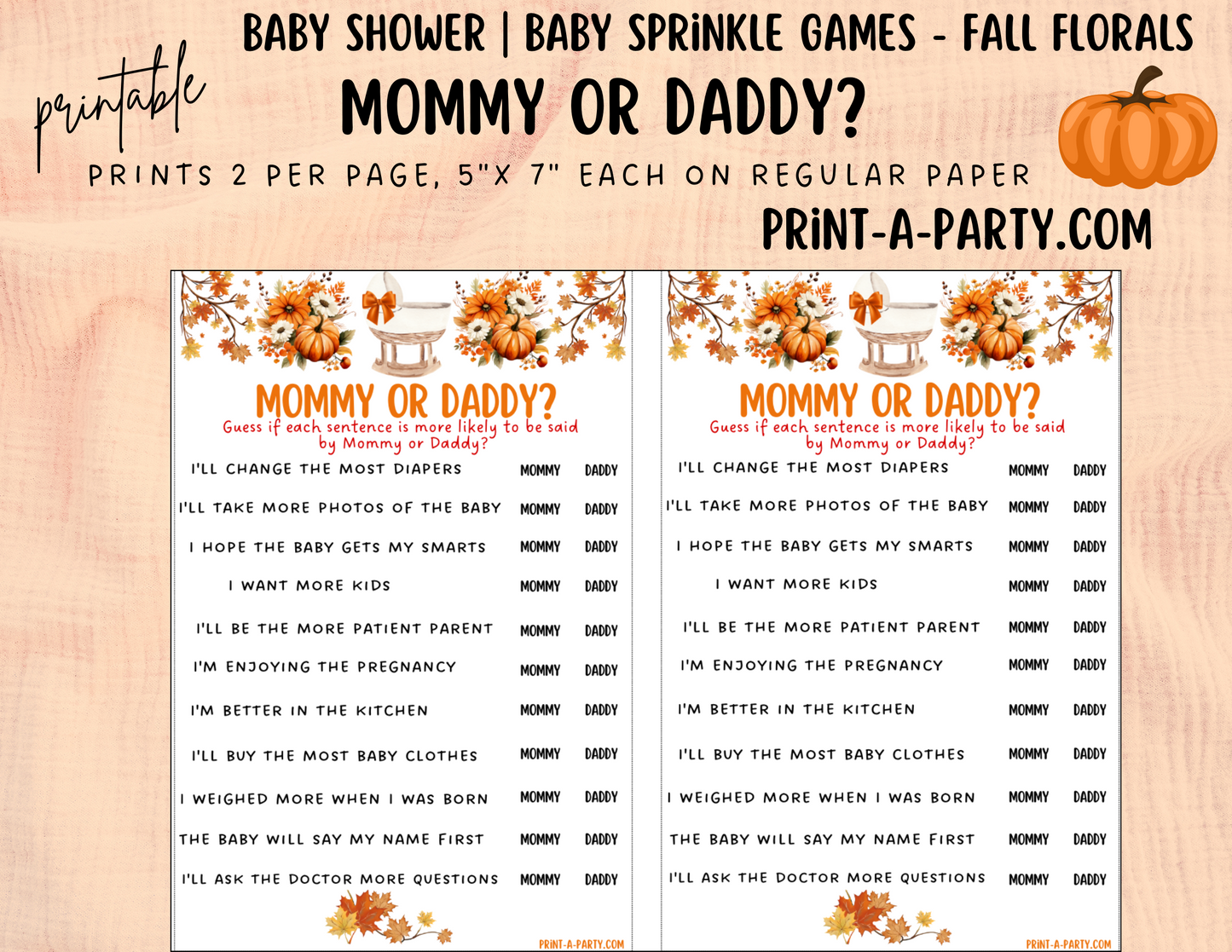 GAMES for Baby Shower | Fall Baby Shower Theme | Fall Florals Baby Shower | Fall Baby Shower Idea