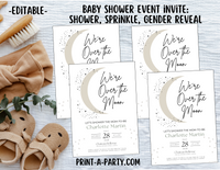 BABY SHOWER INVITE - EDITABLE PRINTABLE | Celestial Theme | Celestial Moon Stars Baby Shower Invitation Customization