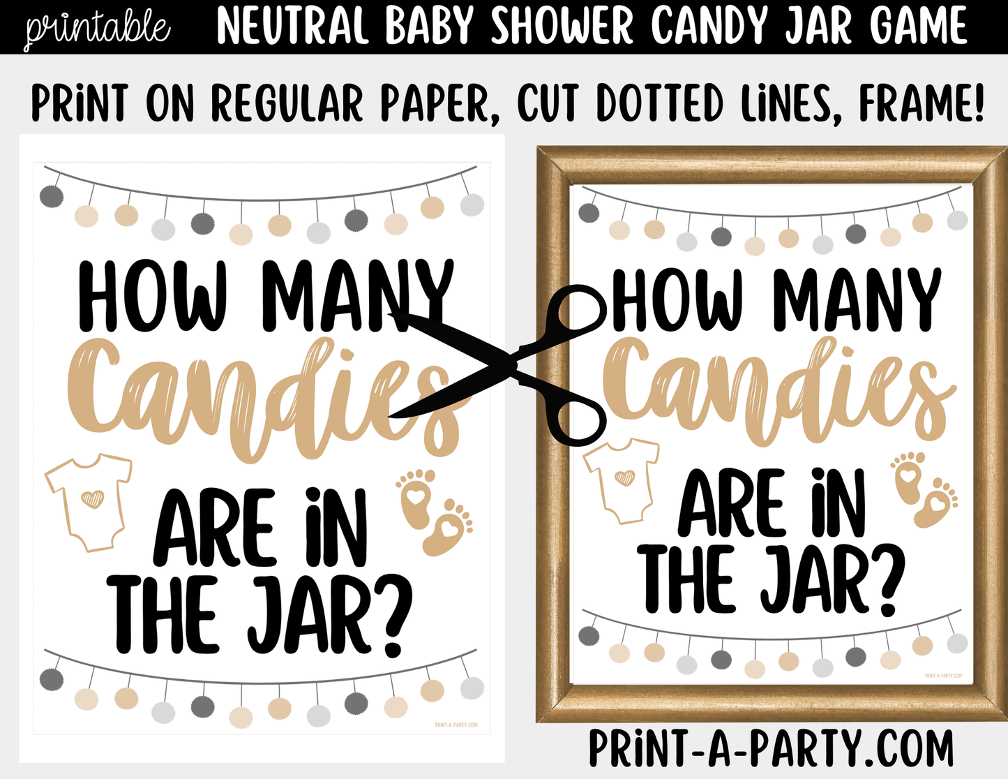 Baby Shower Candy Jar Guessing Game Neutral Printable Sign (8x10) & Cards | Guess How Many Candies