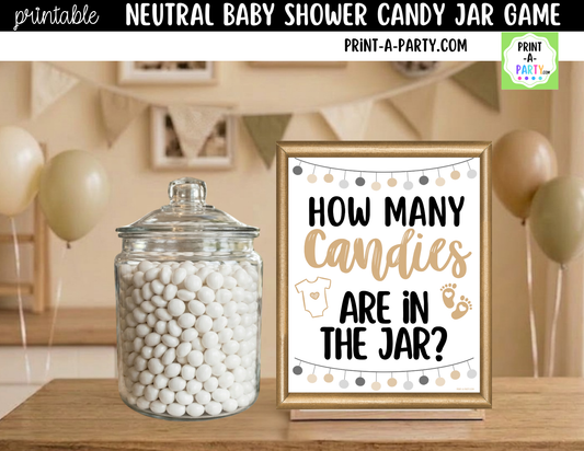 Baby Shower Candy Jar Guessing Game Neutral Printable Sign (8x10) & Cards | Guess How Many Candies