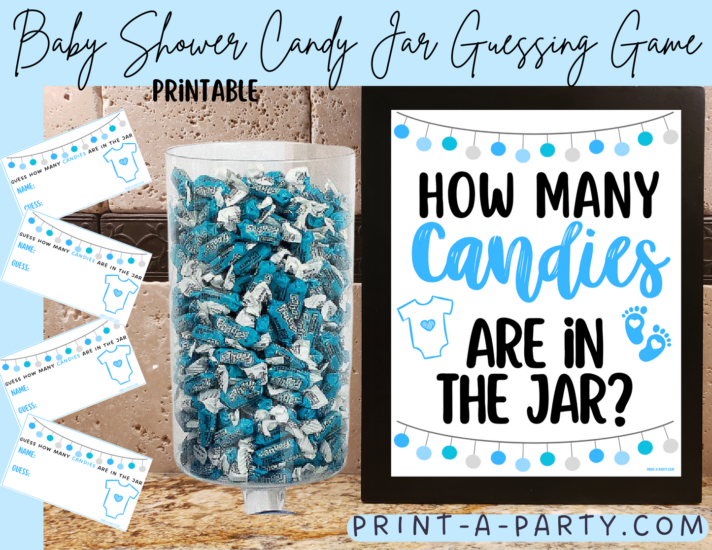 CANDY JAR GUESSING GAME for BABY SHOWER | How many candies in jar | Baby Shower Fun | Party DIY | Printable