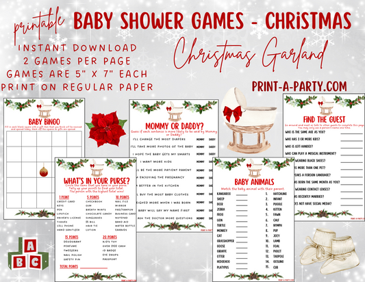 GAMES for Christmas Baby Shower - Printable Christmas Baby Shower Game Bundle – Instant PDF Download